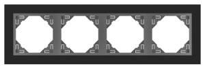 CRYSTAL/Четворна  рамка - сива(черно стъкло)