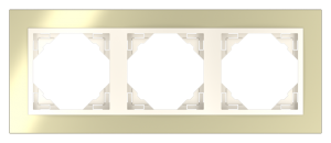 METALLO/Тройна рамка, златна- перла