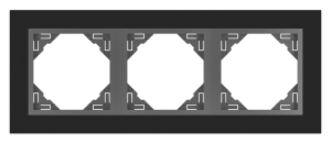 CRYSTAL/Тройна рамка - сива(черно стъкло)